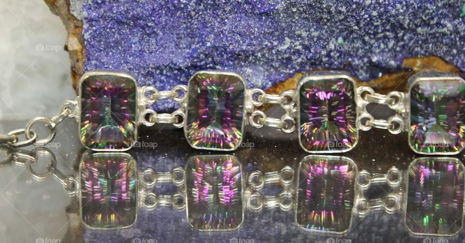 Mystic topaz bracelet with reflection and great lighting