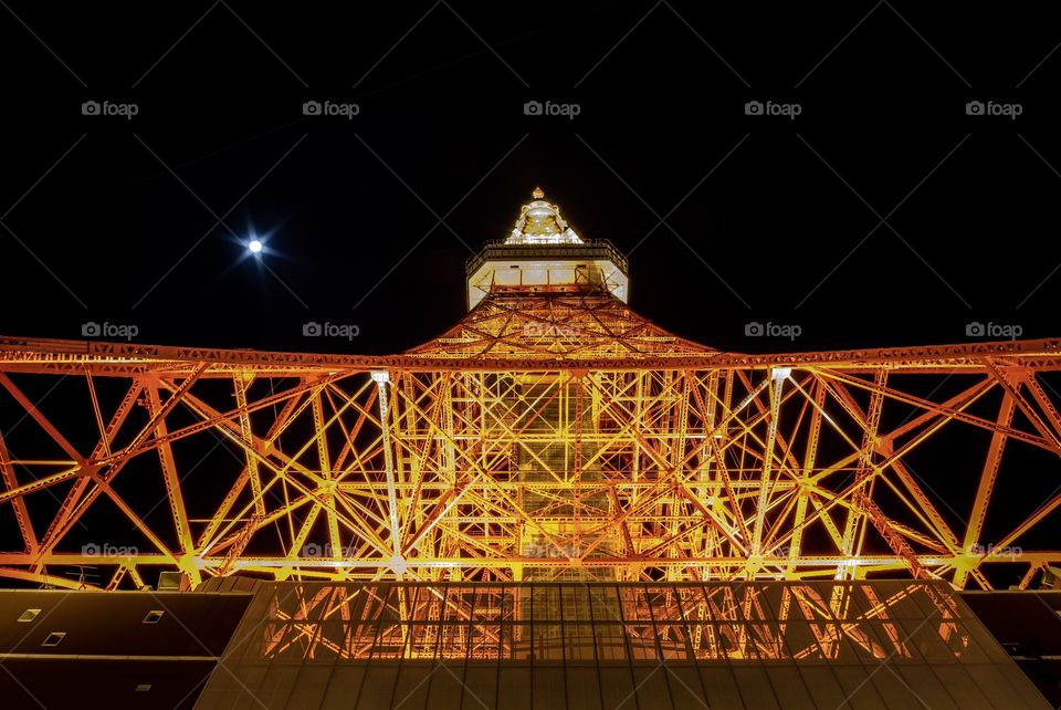 Tokyo tower on full moon day