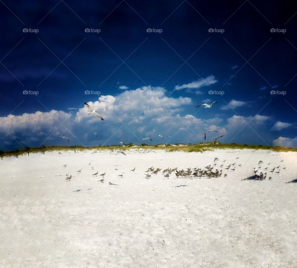 Calmness right before a storm on the beach 