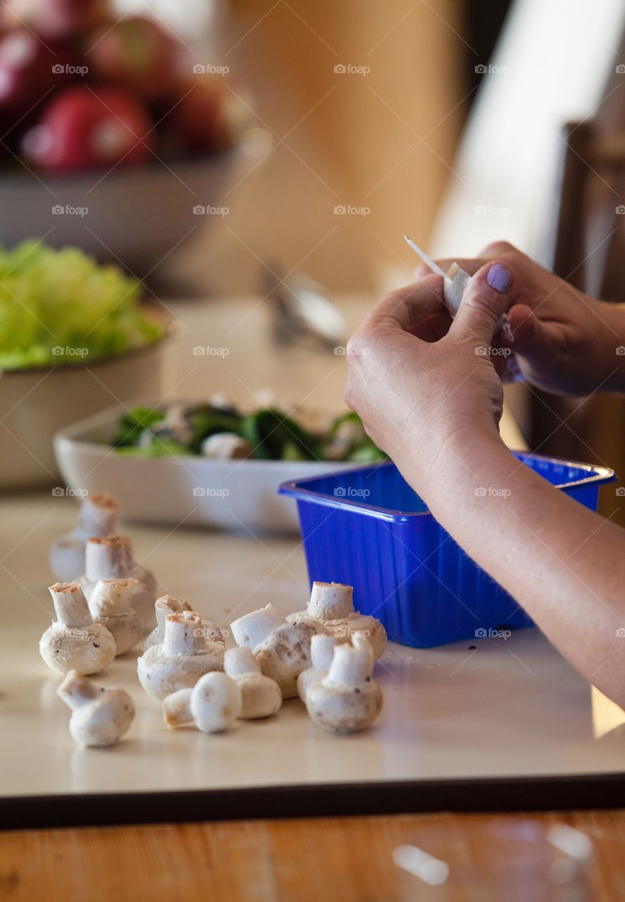 Woman hands preparing food