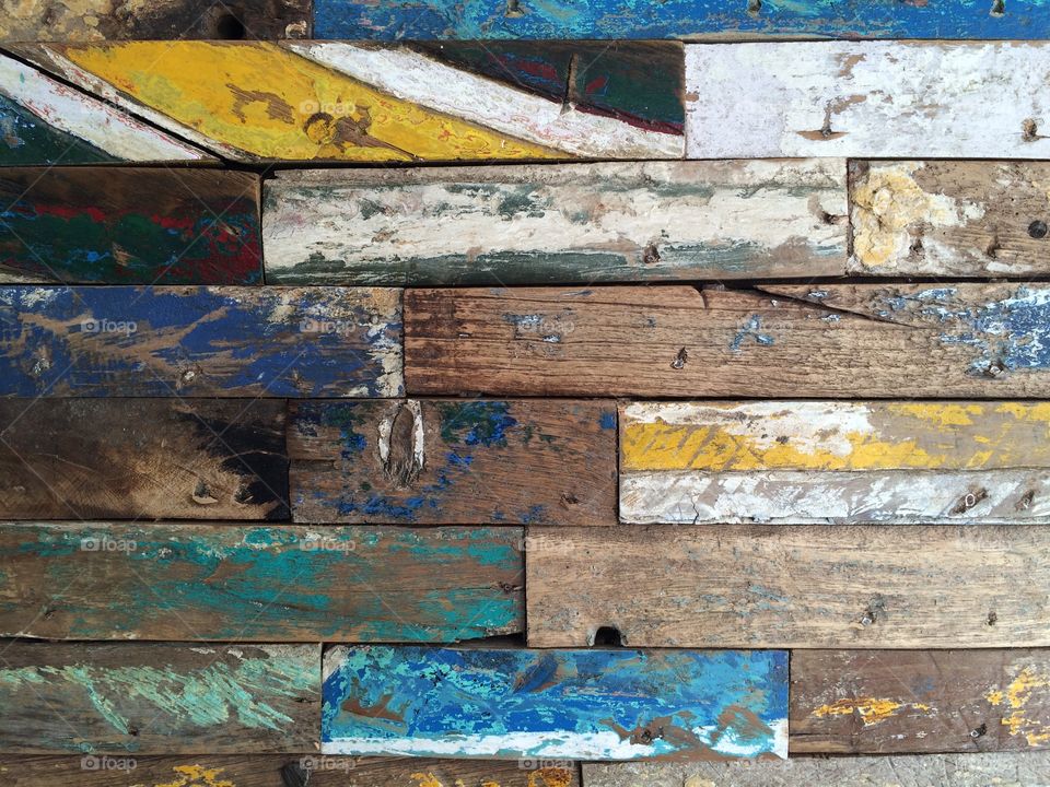 Wooden planks of an old boat