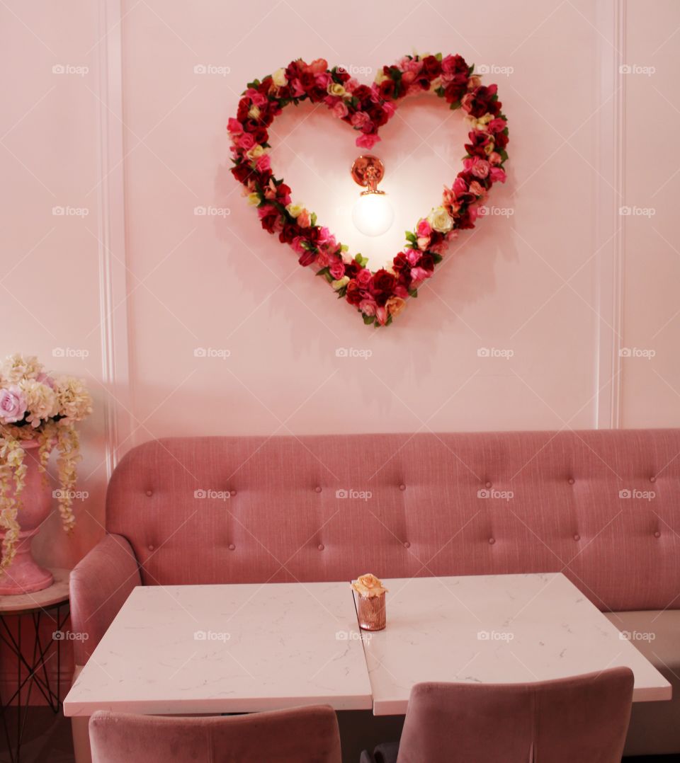 cafe with pink decor