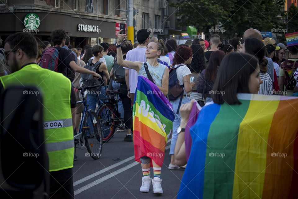 People in the crowd, pride fashion