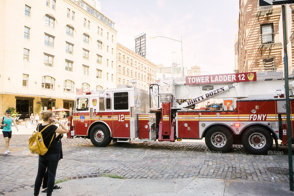 New York fire truck, Chelsea, NYC