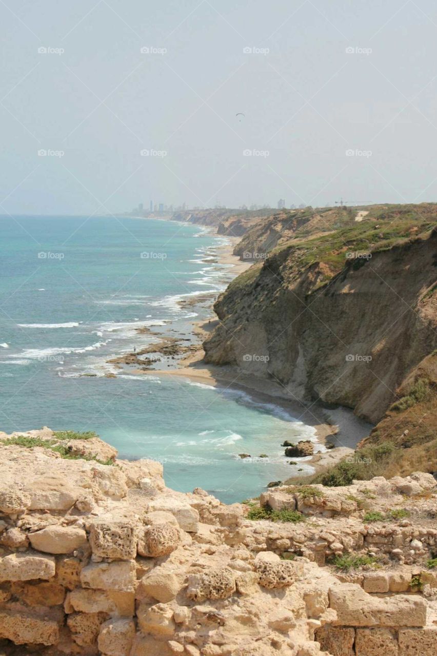 Cliffs in the Apollonia National Park. Israel.