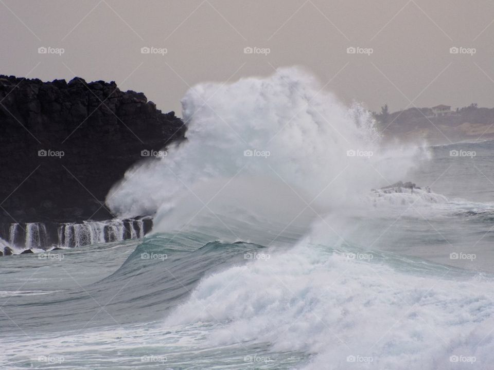 nature power waves cliff by Rod