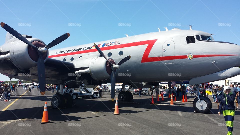 Vintage Flying. Old airline plane on display at air show