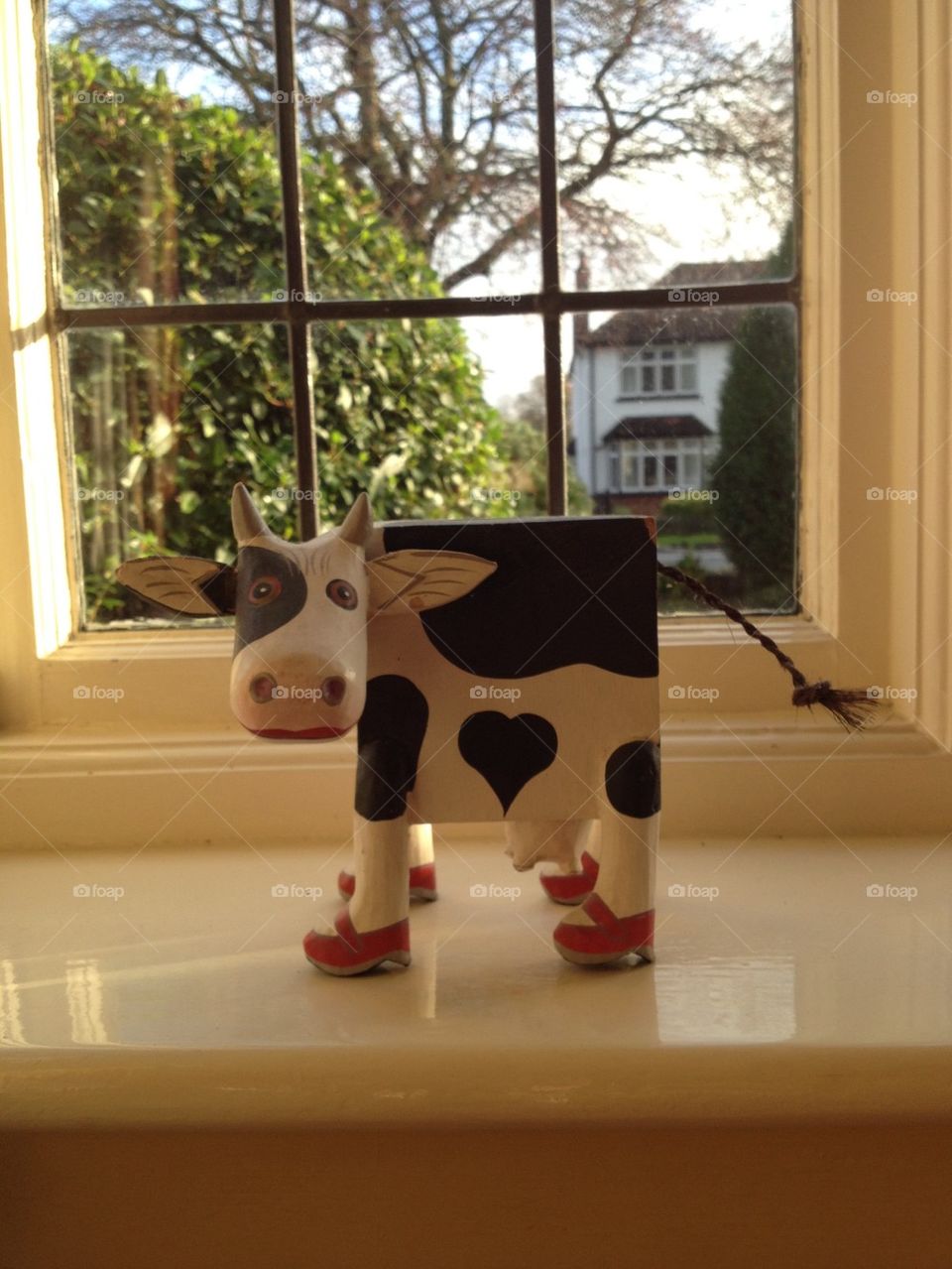 Red boot cow