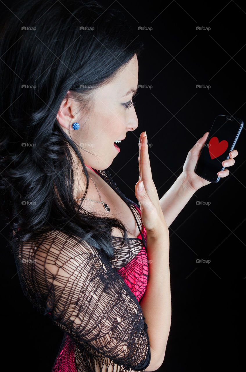 Girl With Heart on Phone