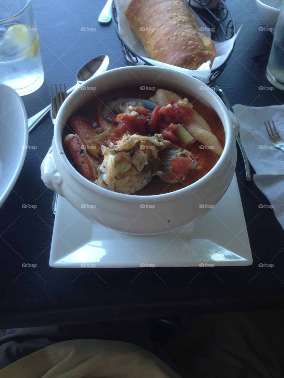 A delicious Italian seafood soup in California.