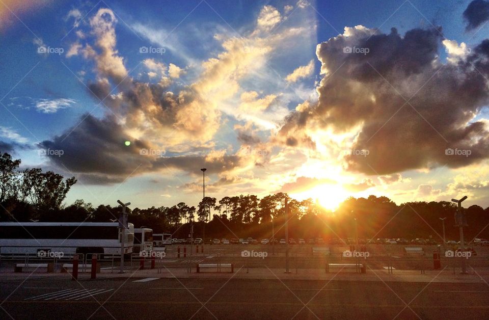 Parking lot sunset