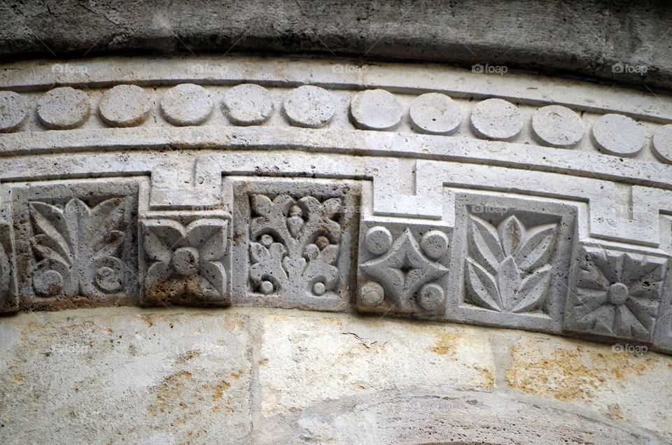 Close-up of bas-relief in Budapest, Hungary.