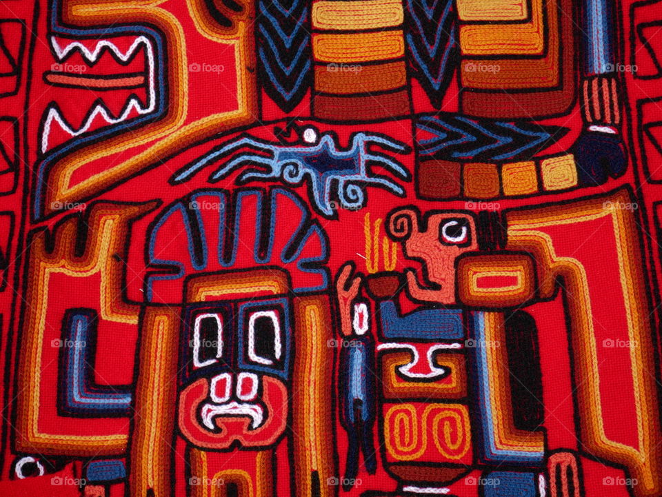 Colorful embroidery in Peru