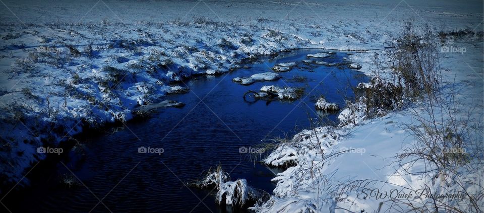 Winter Field Waterway