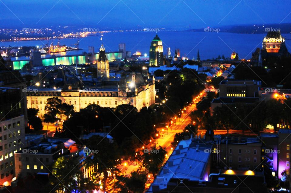 View of illuminated quebec city