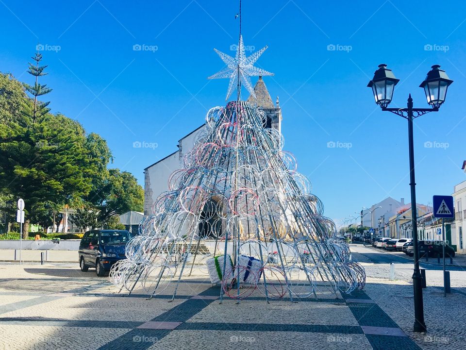 Christmas tree, street decoration christmas time 