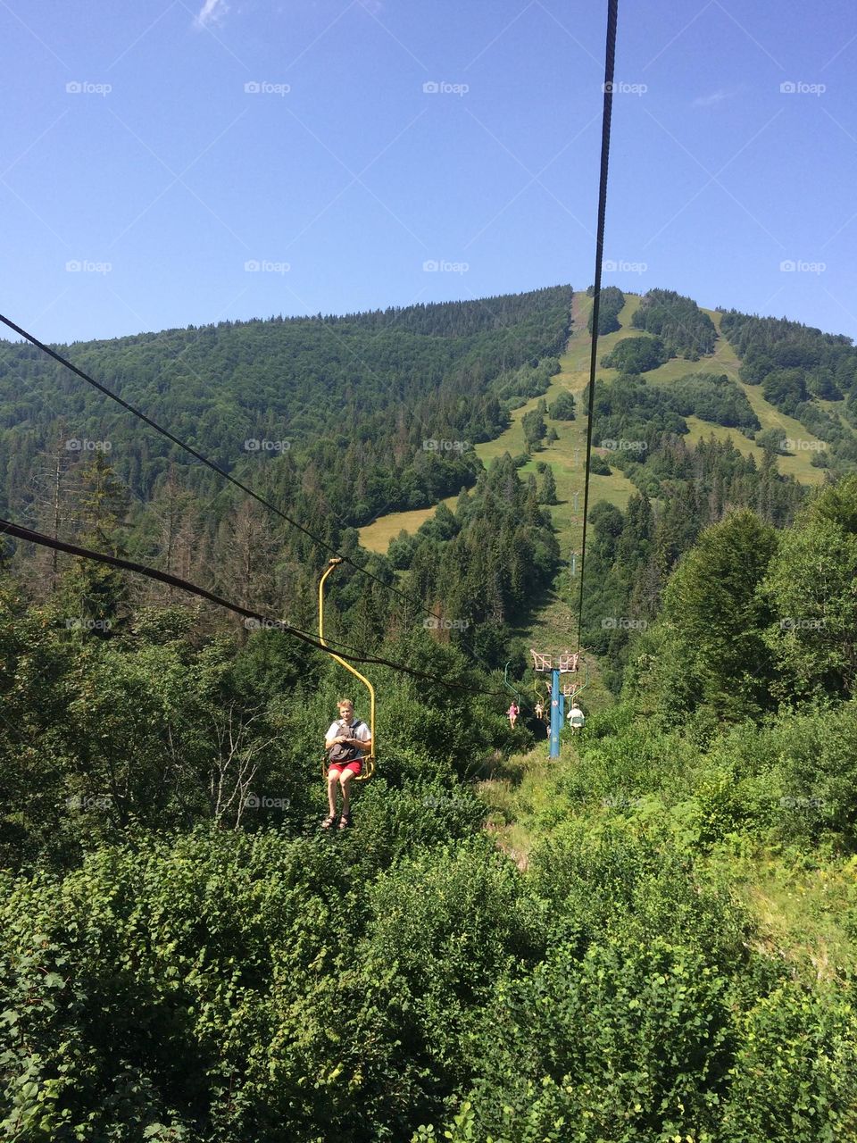 Landscape views from the ski line in the Carpathian mountains during summer months. 