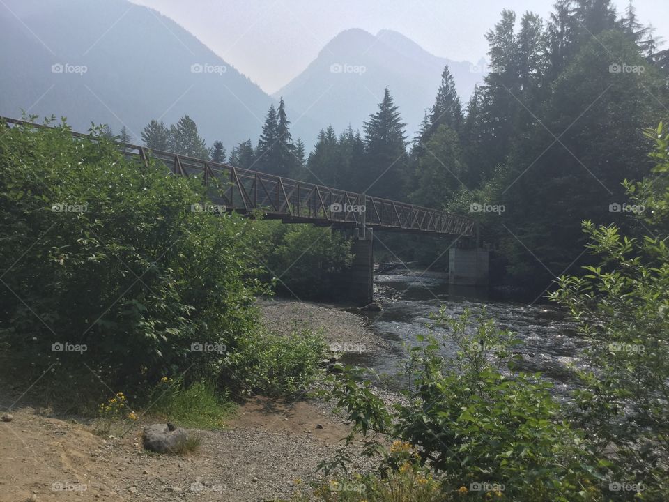 A Bridge over the River in Manning Park, British Columbia, Canada 