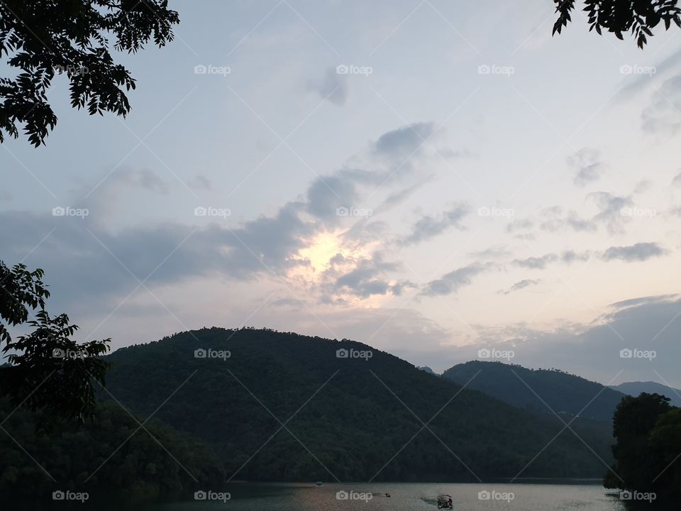 mountains with sunset light