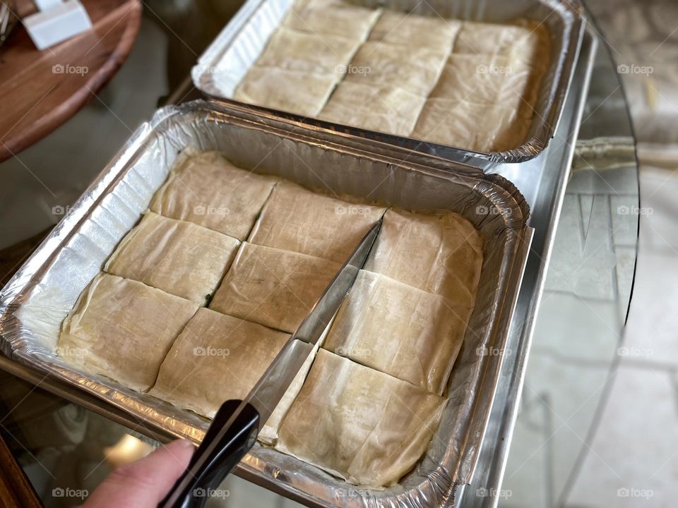 iPhone, food, photography, home cook making Greek spanakopita