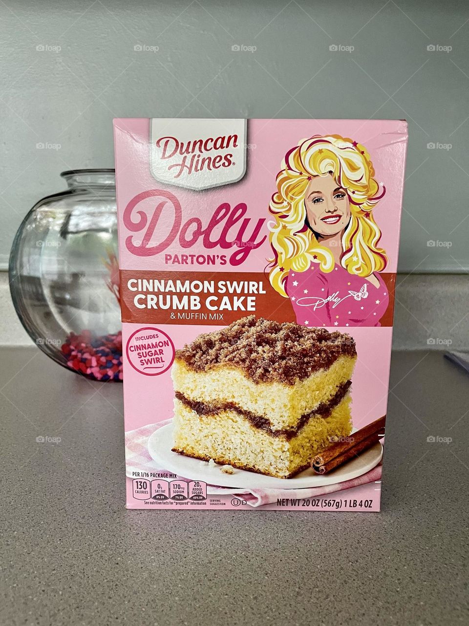 Dolly Parton cinnamon swirl crumb cake, Dolly Parton cake mixes, baking with Dolly Parton at home, making cakes with Dolly