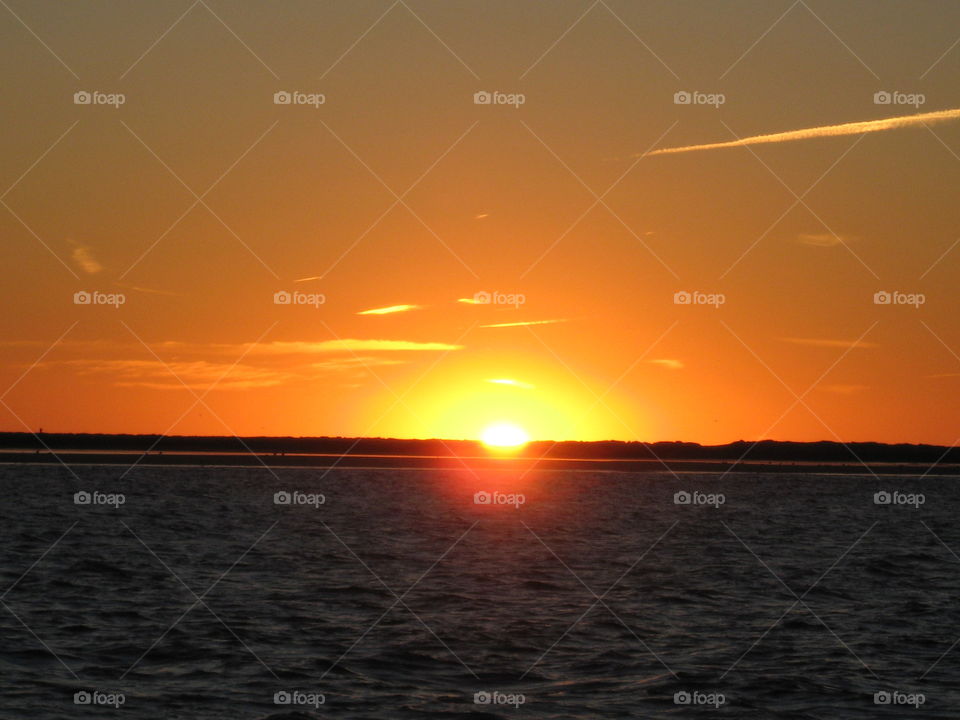 Sunset, Dawn, Sun, Water, Evening