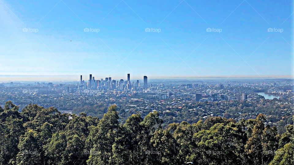 Scenic view of the Gold Coast looking from the Mt Coot-tha Summit Lookout in Australia. 