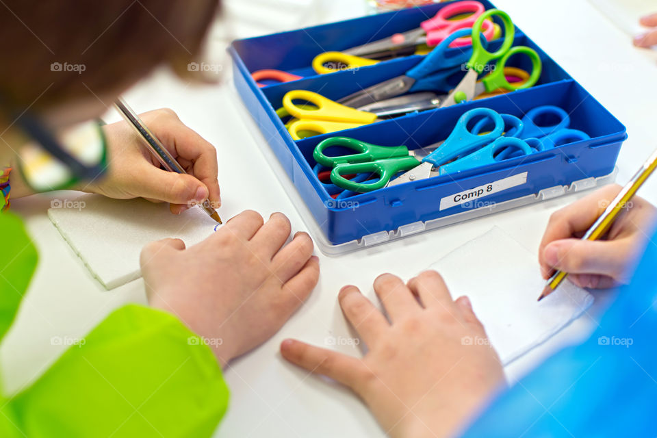 Children drawing at home