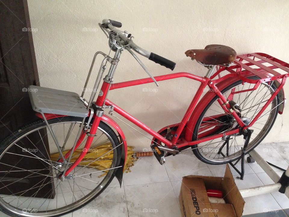 old bicycle. red bicycle postman