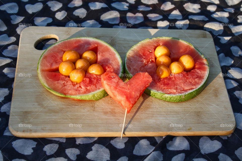 Watermelon and physalis