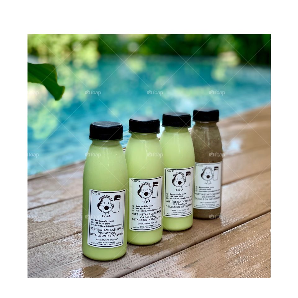 Chilled Avocado juices by the pool 