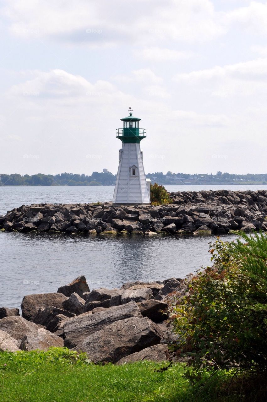 Green and white Lighthouse