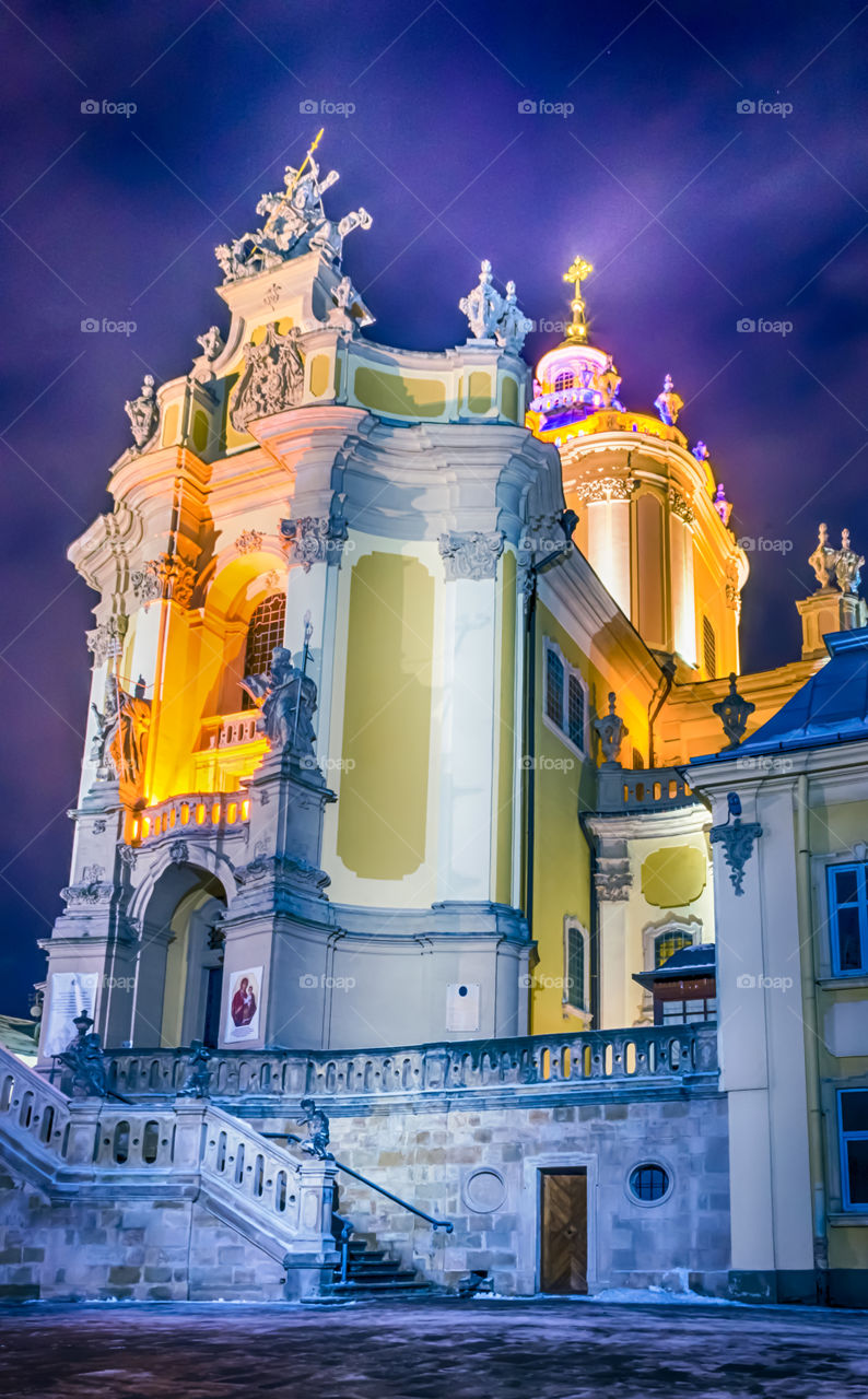 Night Lviv city scene