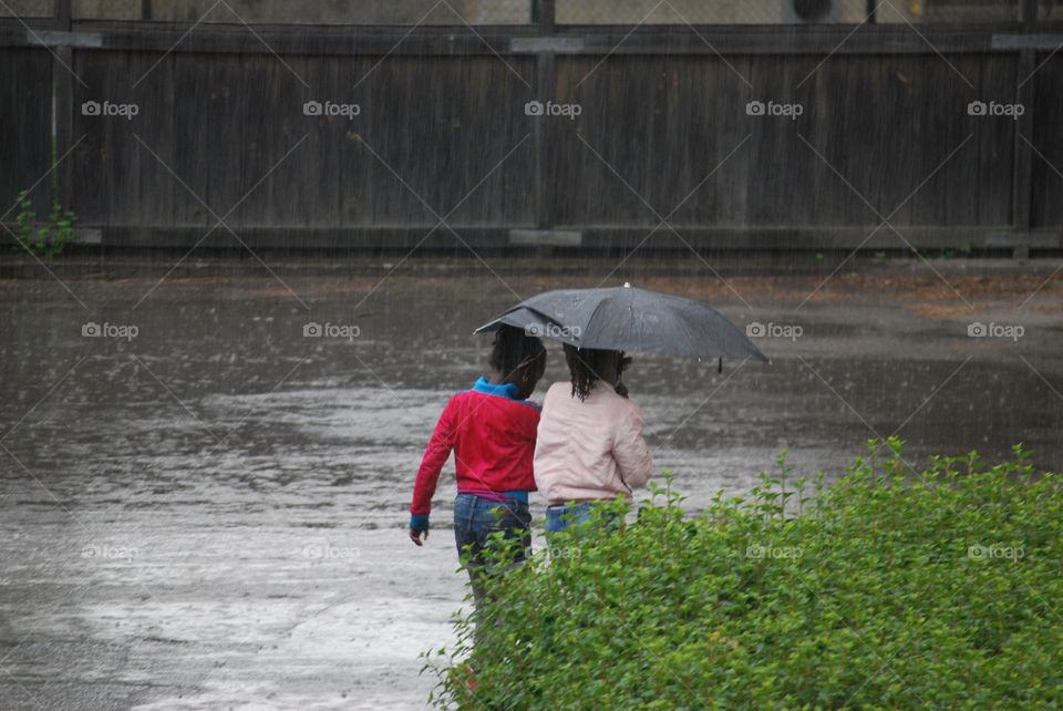 Walking in the rain 
