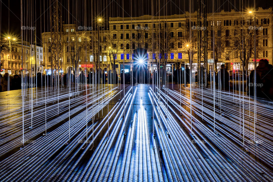 Festival of lights in the city, Riga, Latvia, creative lightning