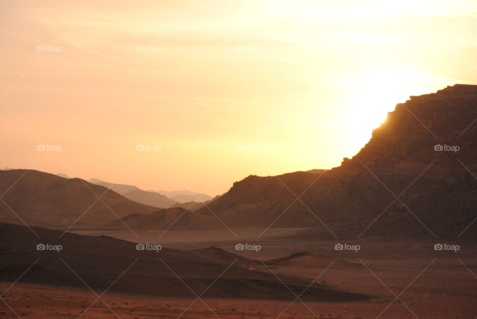 Jordon Sunset. April 2014 I retraced a route used by TE Laurence across the desert of Jordon, from Wadi Rumm to Muduwarra.