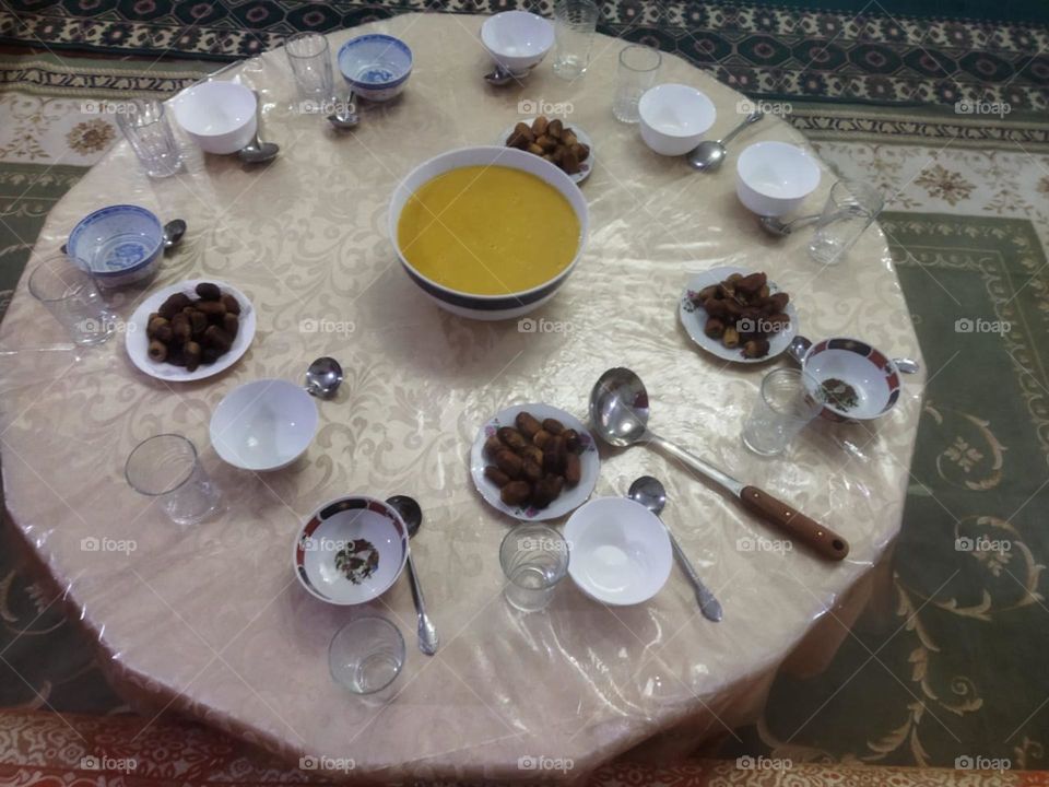 Moroccan table in Ramadan month.