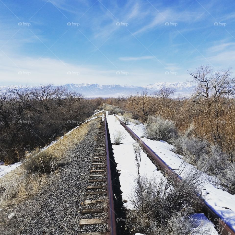 snowy train tracks