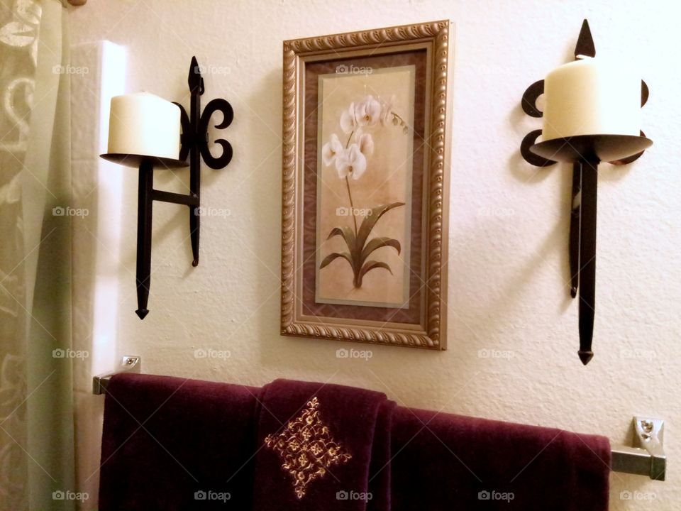 Wall Sconces and Orchid Picture