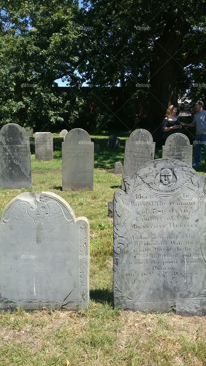 Grave Stones in the Country's Oldest Cemetery , Salem, Massachusetts