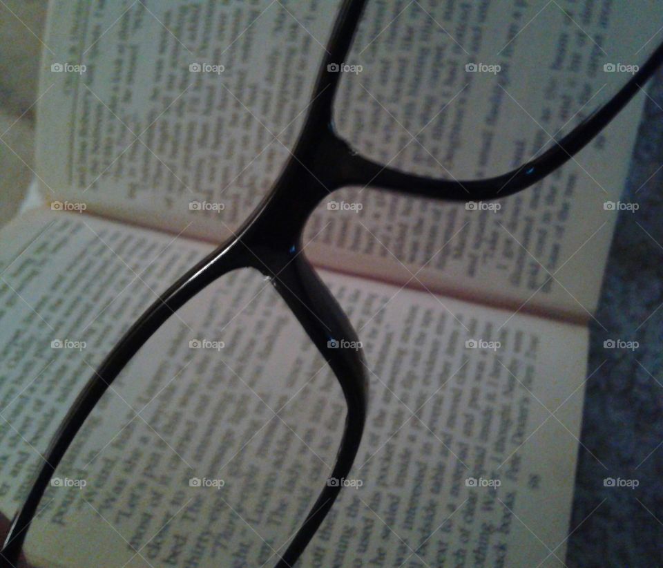 glasses, book