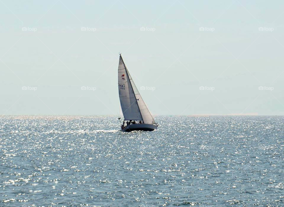 sailing in Cape Cod. sailboat off the coast of Martha's Vineyard