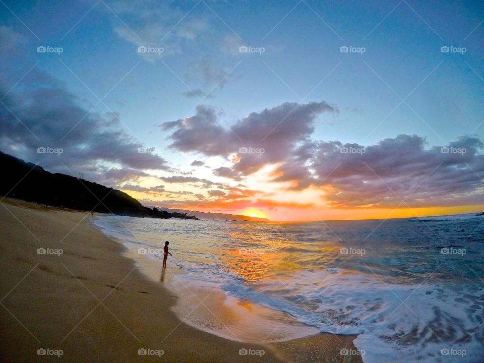 Sunset at Waimea Bay