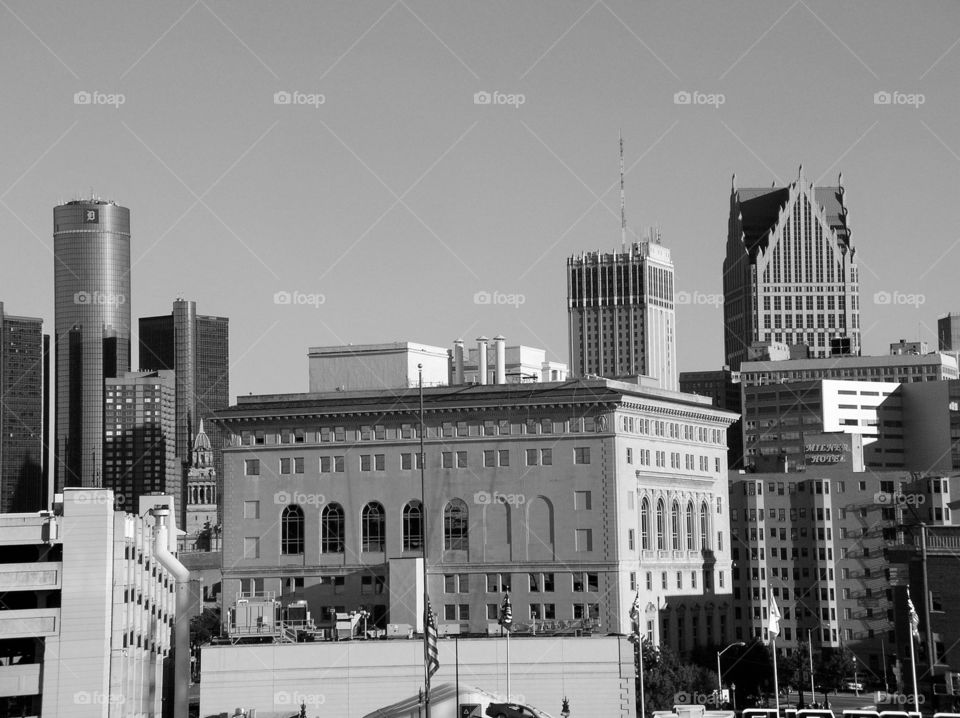 Detroit slyline. Photo taken from Tigers Stadium in downtown Detroit.