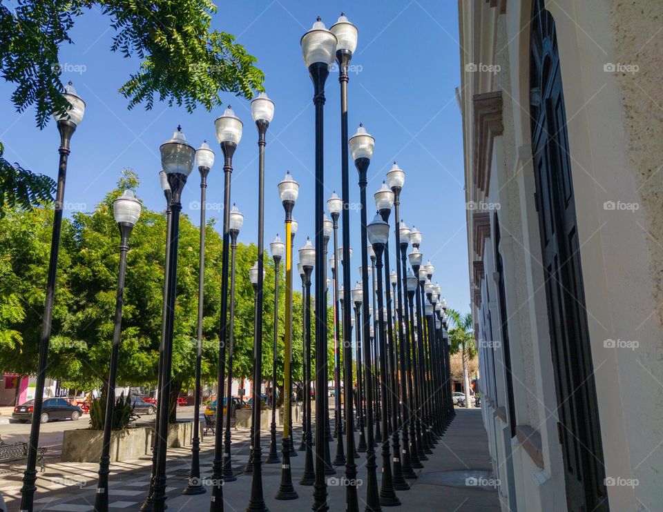 Streetlights lined up