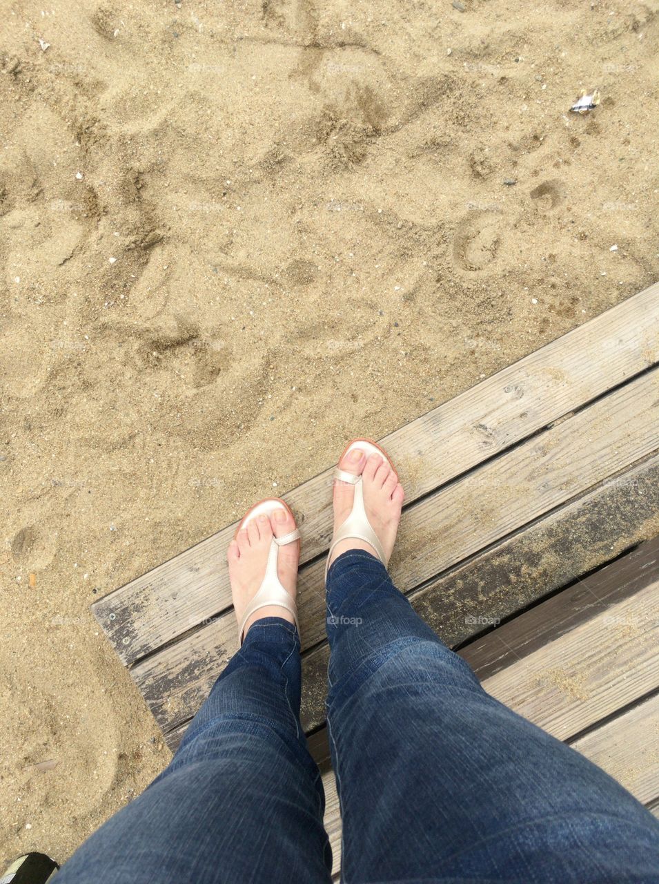Go down to the beach. I am on the step.

