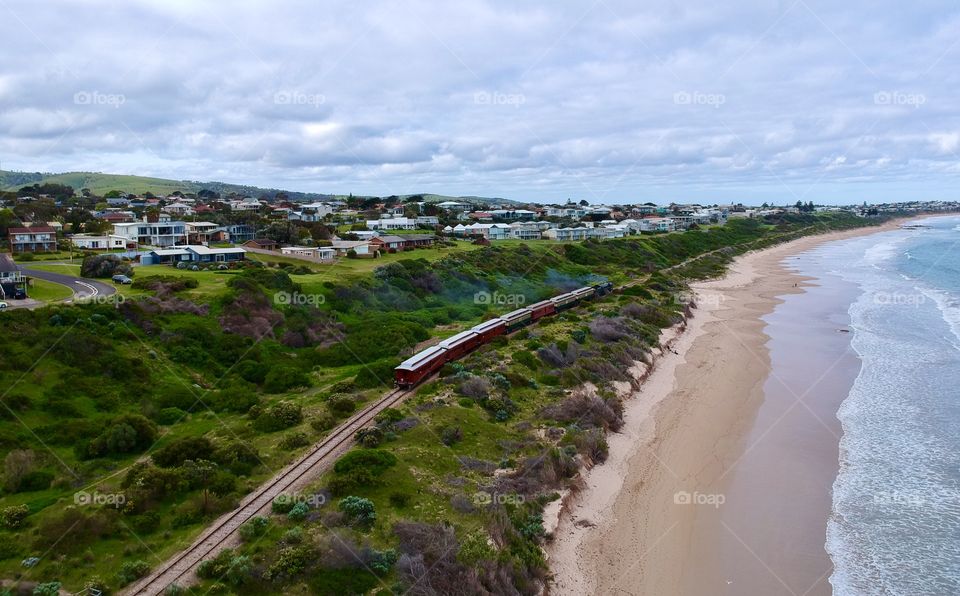 Haysborough beach with the cockle train