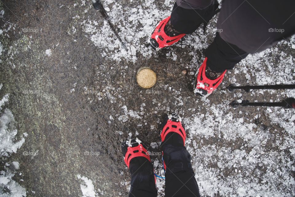 Hiking with micro spikes in the winter