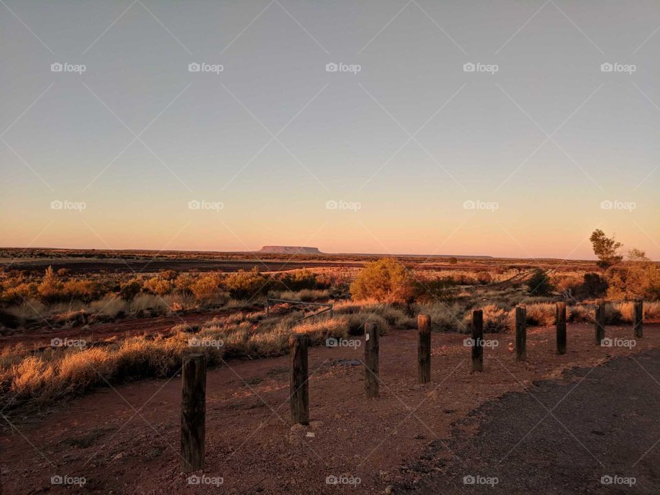 Stopping to take in the beautiful sunrise over Mt Connor in the distance