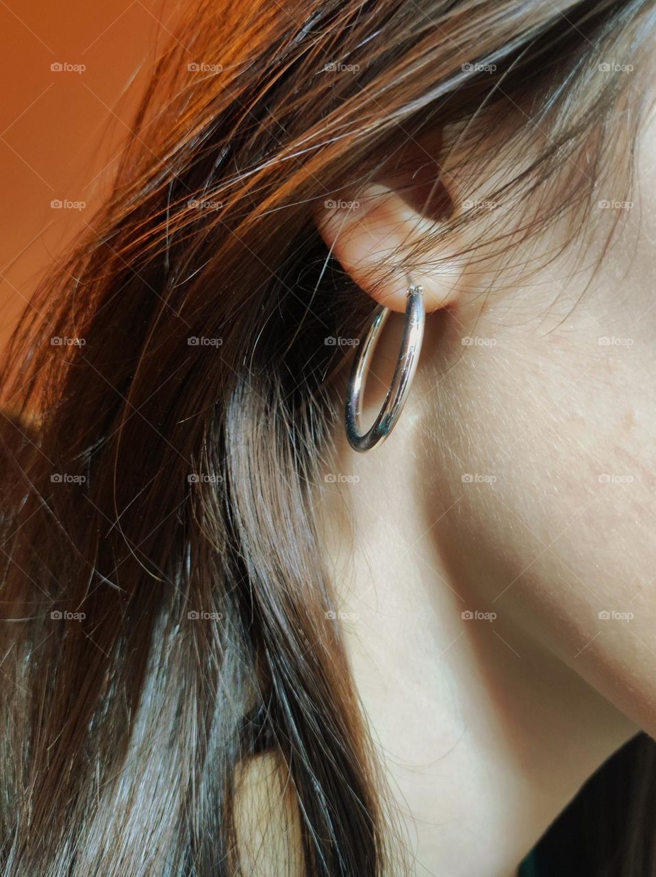 Wearing my favourite piece of jewellery, simple silver hoop earrings, beautiful ear jewellery